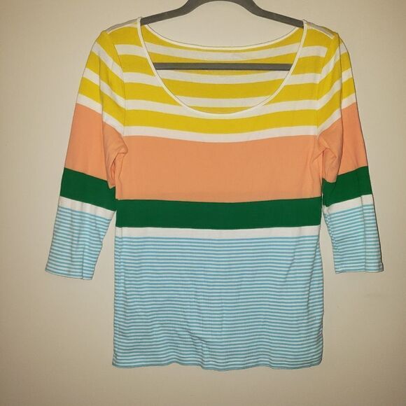 ANN TAYLOR SUMMER SYRIP 3/4 SLEEVE TOP SIZE MEDIUM - Picture 1 of 3